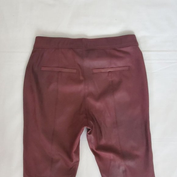 Free People Faux Suede Leather Pull-On Skinny Pants, Burgundy Women's Size 26 - Picture 8 of 15